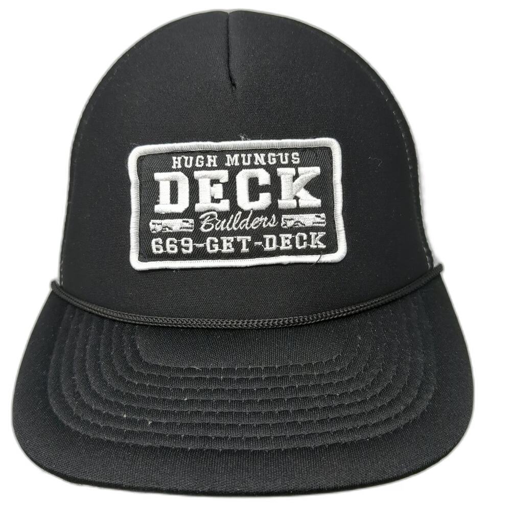Spirit Trucker Hat Black White One Size Hugh Mungus Deck Builders Mesh Snapback